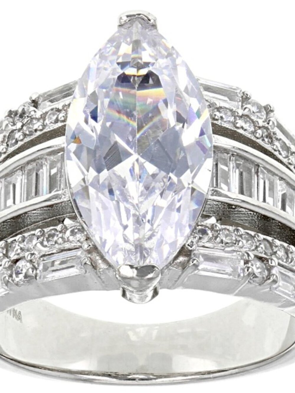 White Cubic Zirconia Platinum Over Sterling Silver Ring 8.12ctw  Size 10